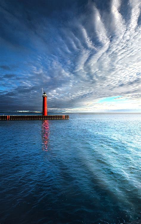 Lighthouse On The Shore Of Lake Michigan In Kenosha Wisconsin
