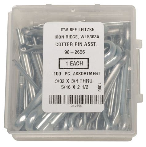 Itw Bee Leitzke Low Carbon Steel Cotter Pin Assortment Sizes 14 Zinc