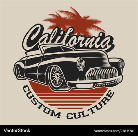 T Shirt Design With A Classic Car Royalty Free Vector Image