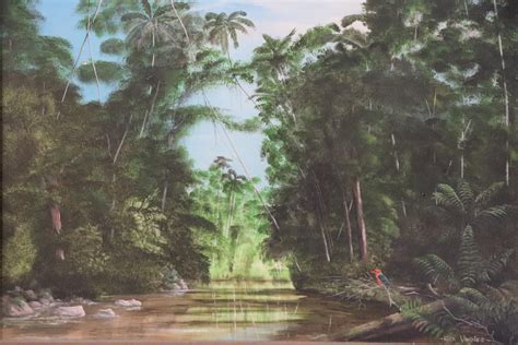 Lot Large Oil Painting Australia Rainforest And Creek Rick Varnes