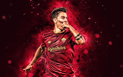 Descargar Paulo Dybala 4k 2022 Luces De Neón Púrpura As Roma