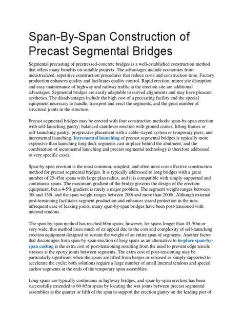 Span By Span Construction Of Precast Segmental Bridges Incremental