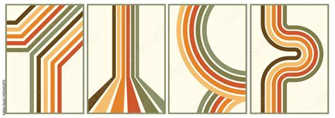 Retro Vintage 70s Style Stripes Background Poster Lines Shapes Vector