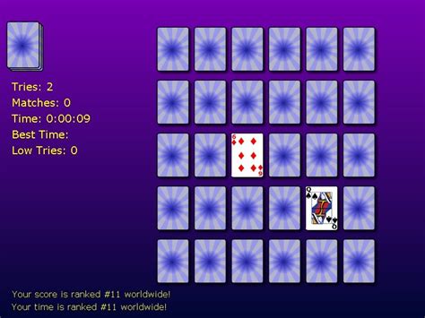 The ranking keeps track automatically and synchronises. Screenshot, Review, Downloads of Freeware Solitaire Memory Match