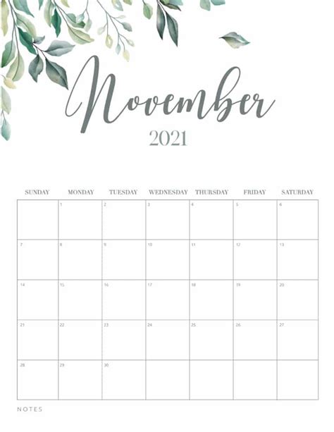 Free Printable November 2021 Calendar World Of Printables
