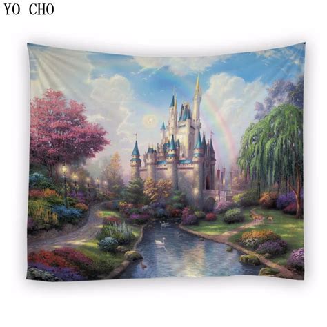 Yo Cho Wholesale Polyester Wall Hanging Tapestry With Fantasy Castles