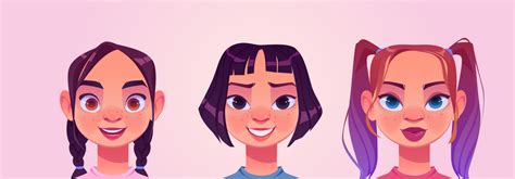 Girl Avatars Female Teenagers Characters Faces 12861959 Vector Art At Vecteezy
