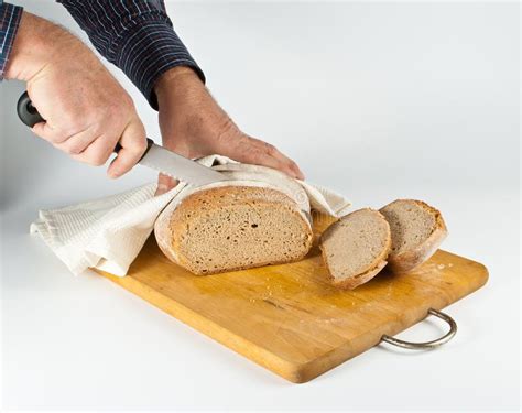 Bread Cutting Stock Photo Image Of Knife Hand Homemade 17325360