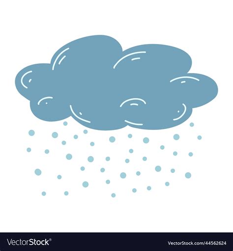 Cartoon Hand Drawn Cloud With Hail Snow Royalty Free Vector