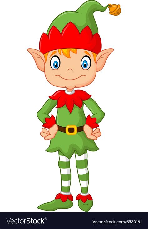 Cartoon Cute Christmas elf posing Royalty Free Vector Image