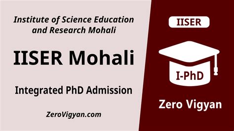 Iiser Mohali Integrated Ms Phd Admission 2024 Dates Application Form