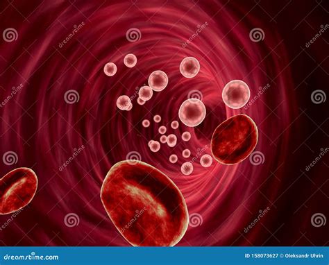 Erythrocytes And Viruses Inside The Blood Vessel Stock Illustration