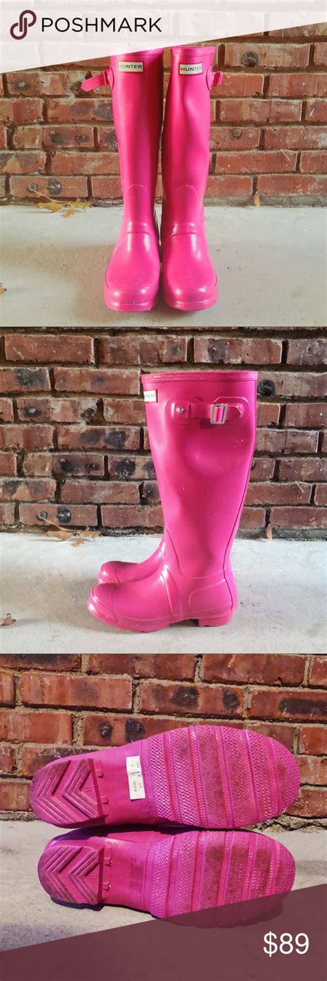 Hunter Original Tall Gloss Rain Boots Bright Pink Boots Rain Boots
