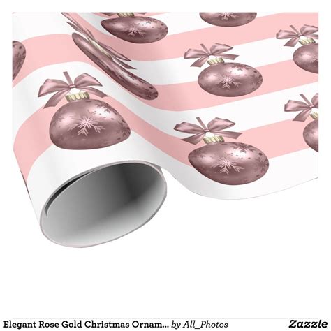 Elegant Rose Gold Christmas Ornament Pattern Wrapping Paper Zazzle