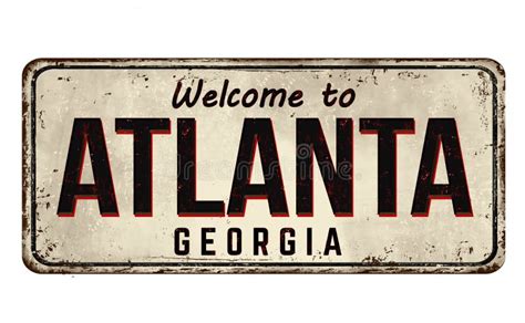 Willkommen In Atlanta Willkommen Auf Dem Isolierten Aufkleber Von