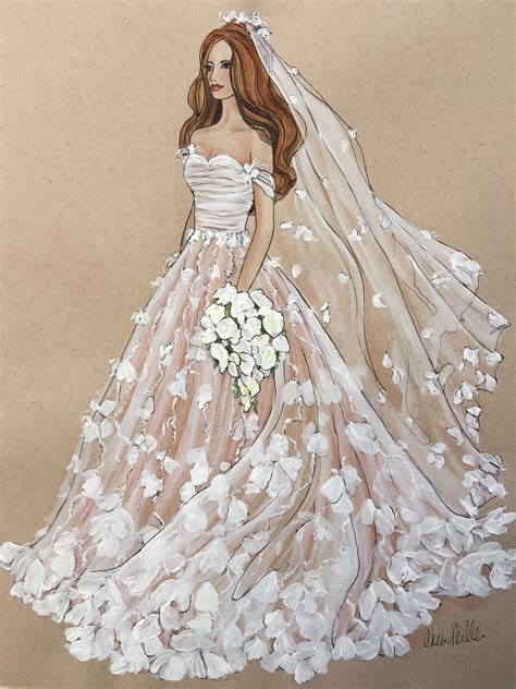 marchesa bridal illustration by cheri miller for enquiries contact cherimillerart