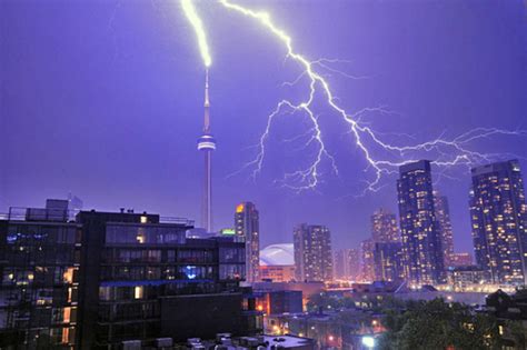 Downtown Toronto Gets Lit Up By Passing Storm