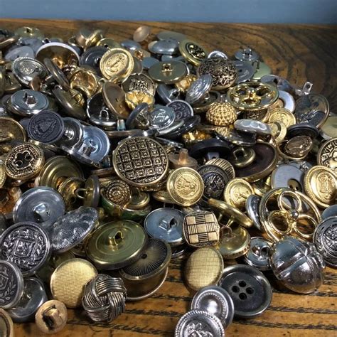 100 Vintage Mixed Metal Buttons ~ Silver Gold Brass Tone Buttons
