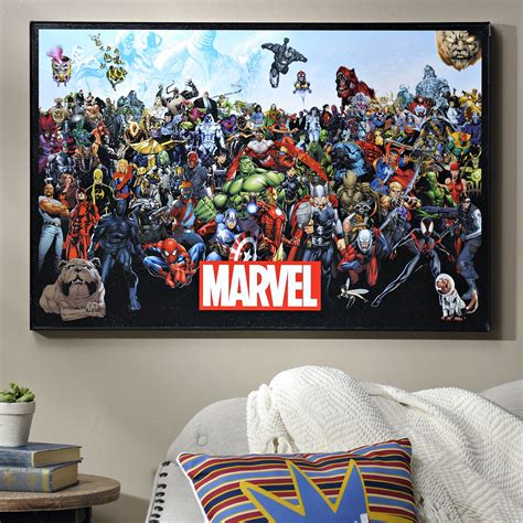 Marvel Lineup Framed Art Print Superhero Wall Art Marvel Decor