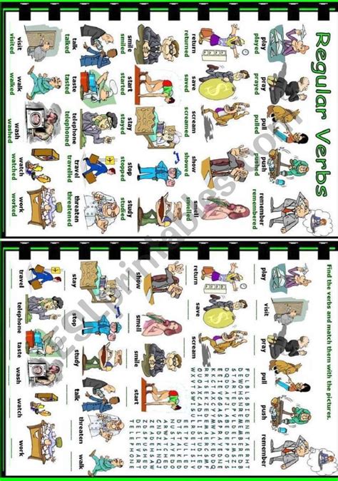 Picture Dictionary Word Search Regular Verbs Picture Dictionary Verb