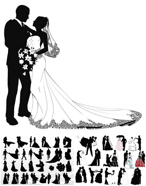 Wedding Couple Silhouettes Vector Free Download Wedding Silhouette
