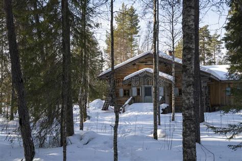 A Wooden Cabin In A Snowy Forest Editorial Stock Image Image Of