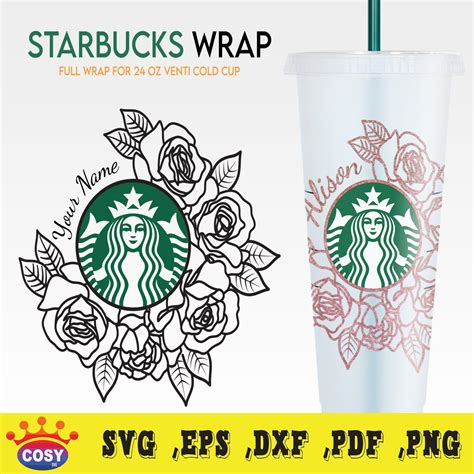 Flower Starbucks Svg With Custom Text Starbucks Cold Cup Svg Cute Fl