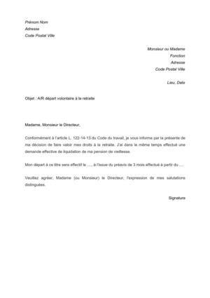 Modele Lettre Demande De Retraite