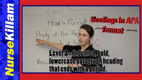 As it is a different section of the research paper so it must be started on a new page and should be started with heading references which should be centre aligned. Levels of heading in APA format 6th edition - YouTube