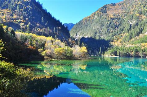 Mountain With Reflection On A Lake During Autumn Stock Image Image Of