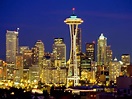 Seattle Skyline at Night Washington postcard, Seattle Skyline at Night ...
