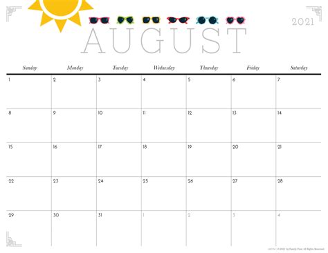 August 2021 Calendar Printable Large Free Printable August 2021