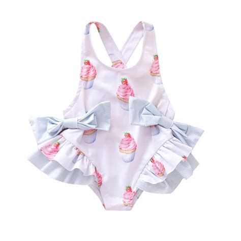 Strawberry Cupcake One Piece Bowknot Swimsuit 3 4t One Piece