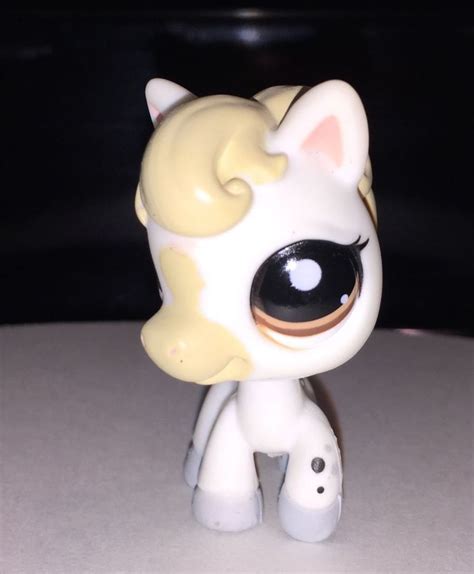 Lps Pony Horse 1709 White W Tan Mane And Tail Dots On Leg Brown Eyes W