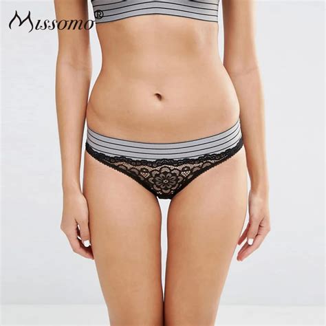 missomo black sexy lace panties women elastic mesh semi sheer hollow out underwears lady casual