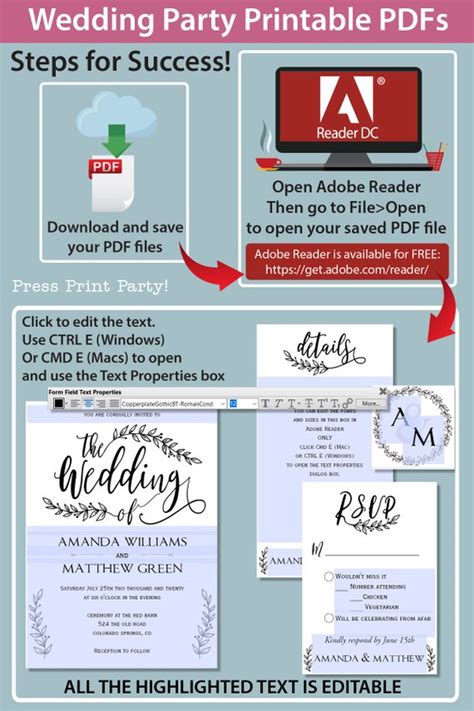 Rustic Wedding Invitation Template Leaf Design Press