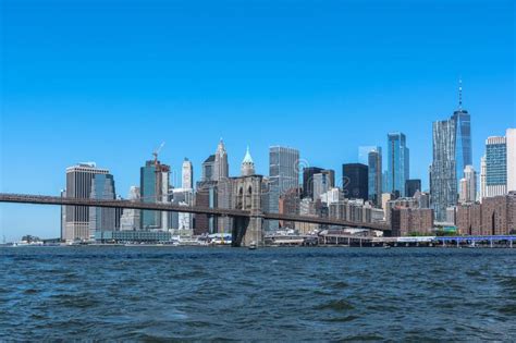 The Skyscrapers And The Brooklyn Bridge Manhattan Nyc Stock Photo