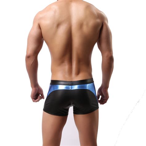 Mens Sexy Boxer Shorts Shiny Underwear Pouch Enhancing Tight Fit Breifs