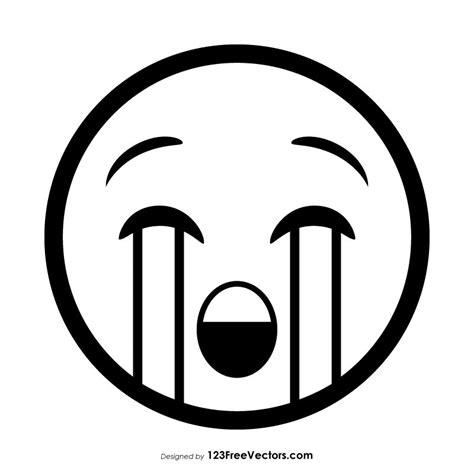 Loudly Crying Face Emoji Outline Vector Emoji Coloring Pages Emoji