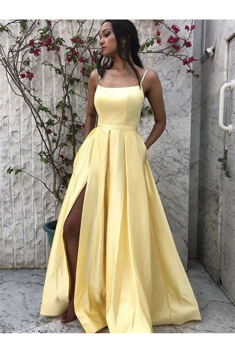 A Line Spaghetti Straps Long Prom Dresses Formal Evening Gowns 601830 Simple Prom Dress Long