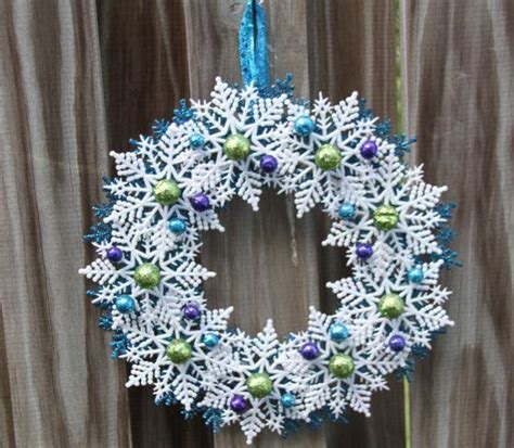 Christmas Snowflake Wreath Turquoise White Green Purple Snowflake