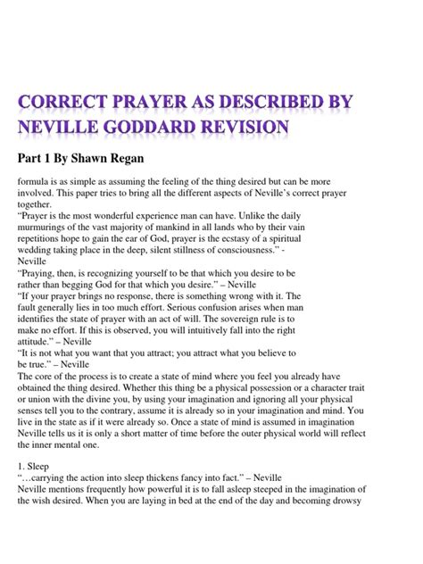 Correct Prayer As Described By Neville Goddard Revision Feeling Sleep