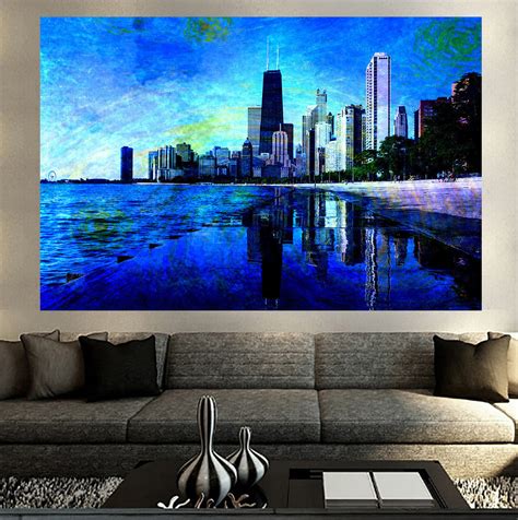 Starry Chicago Abstract Watercolor Wall Graphic Zapwalls