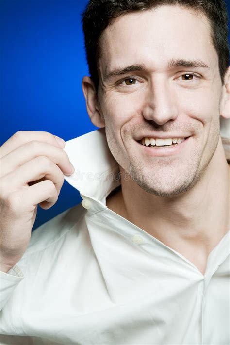 Young Confident Man In White Shirt Stock Photo Image Of Alone