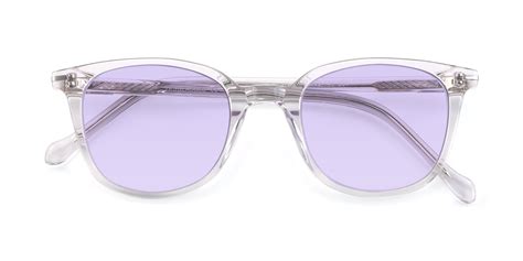 Clear Horn Rimmed Wayfarer Square Tinted Sunglasses With Light Purple Sunwear Lenses 17562