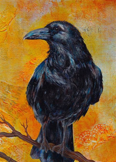 Raven On Canvas By Darlene Fletcher Crow Painting Raven Art Crow Art