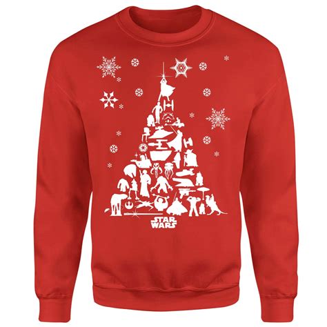Star Wars Character Christmas Tree Red Christmas Sweatshirt Clothing