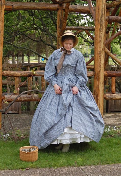 Civil War Series Blue Floral Day Dress Civil War Fashion 1860s Day