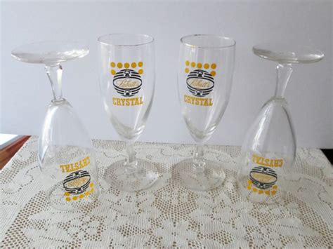 Labatts Crystal Beer Glasses 7 Inches High Fancy Stemmed Set Etsy