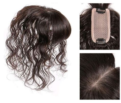 Remy Human Hair Toppers With Curly Texture Clip On 6 X 12cm Silk Base Hairline Topper For Women